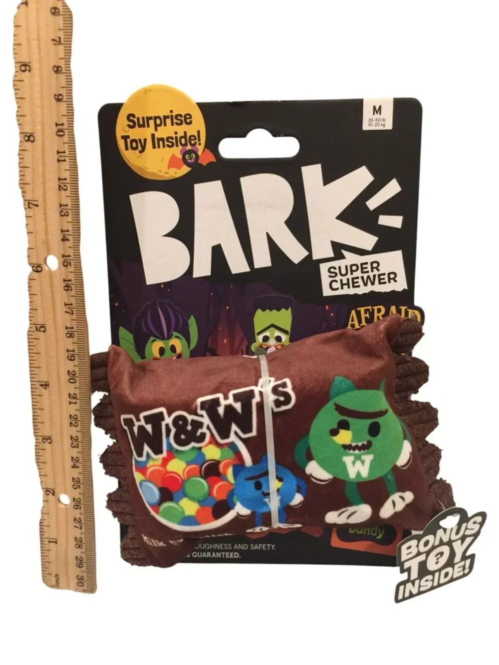 BARK Super Chewer W & W's Candy Hidden Toy Plush Dog Toy Squeak Afraid of the B